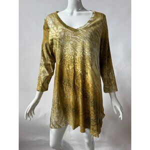 Lori Goldstein XL Animal Print Metallic Tunic Top